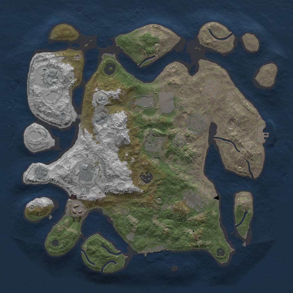 Rust Map: Procedural Map, Size: 3650, Seed: 374813251, 21 Monuments