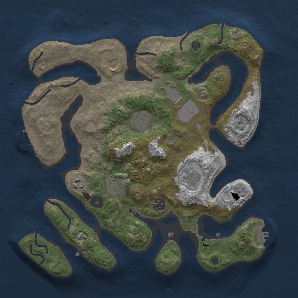 Rust Map: Procedural Map, Size: 3500, Seed: 740128804, 16 Monuments