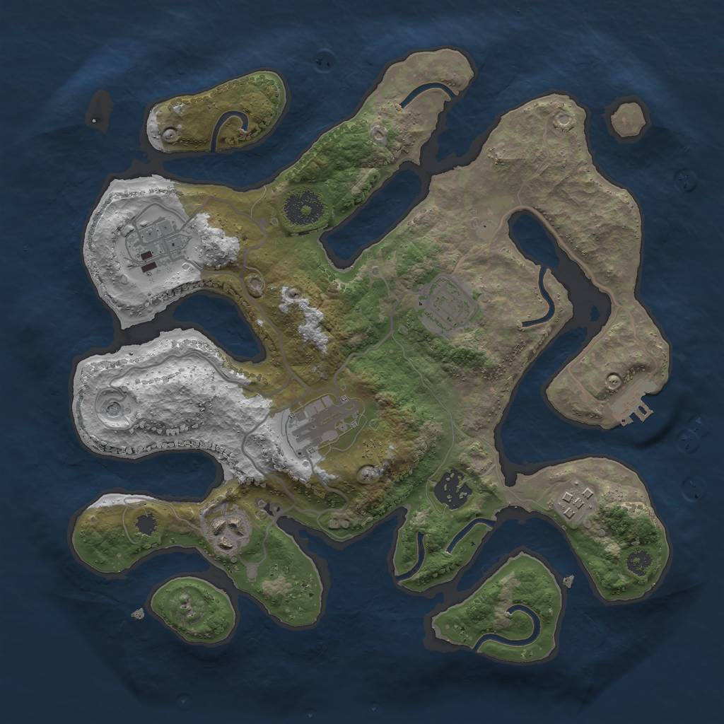 Rust Map: Procedural Map, Size: 3000, Seed: 253253, 10 Monuments