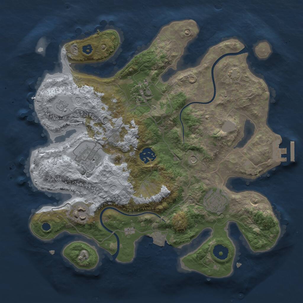 Rust Map: Procedural Map, Size: 3000, Seed: 253253, 10 Monuments