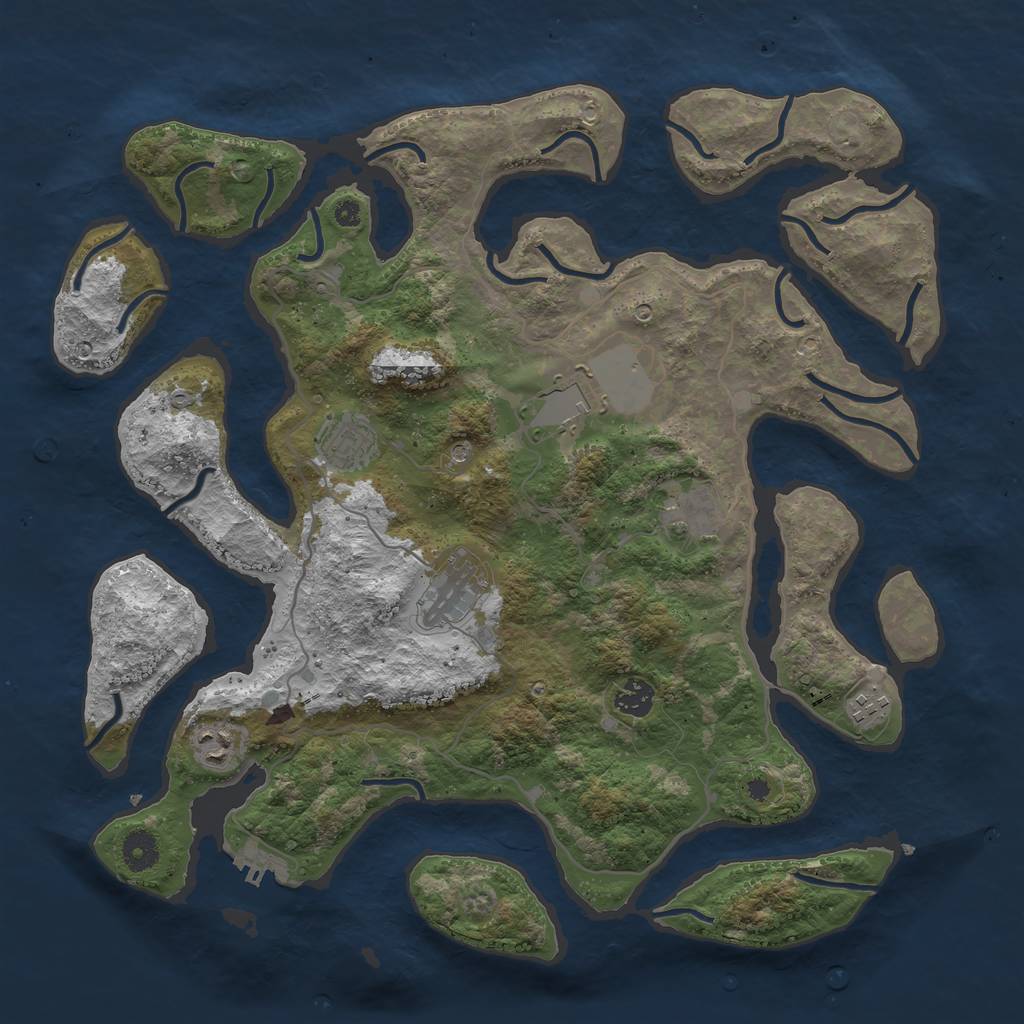 Rust Map: Procedural Map, Size: 4000, Seed: 233097047, 11 Monuments