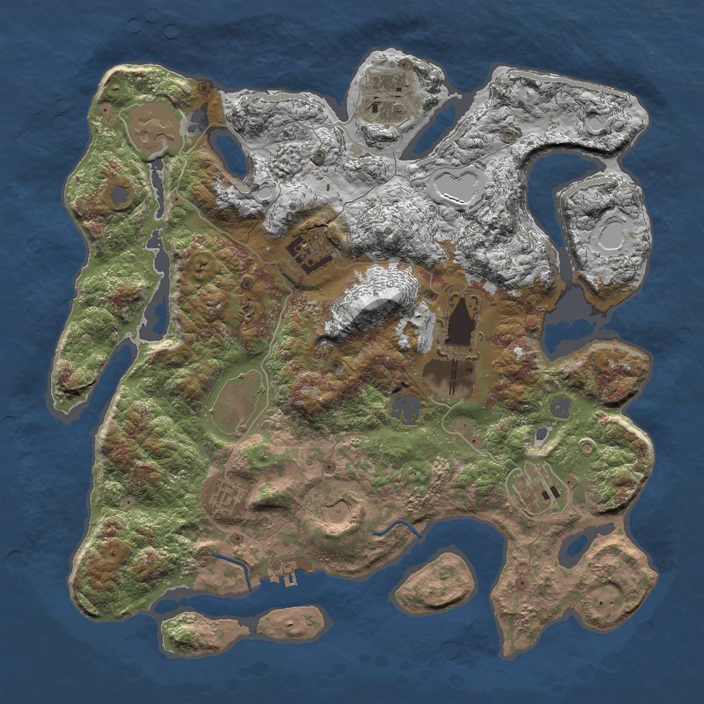 Rust Map: Procedural Map, Size: 3500, Seed: 1548162570, 14 Monuments