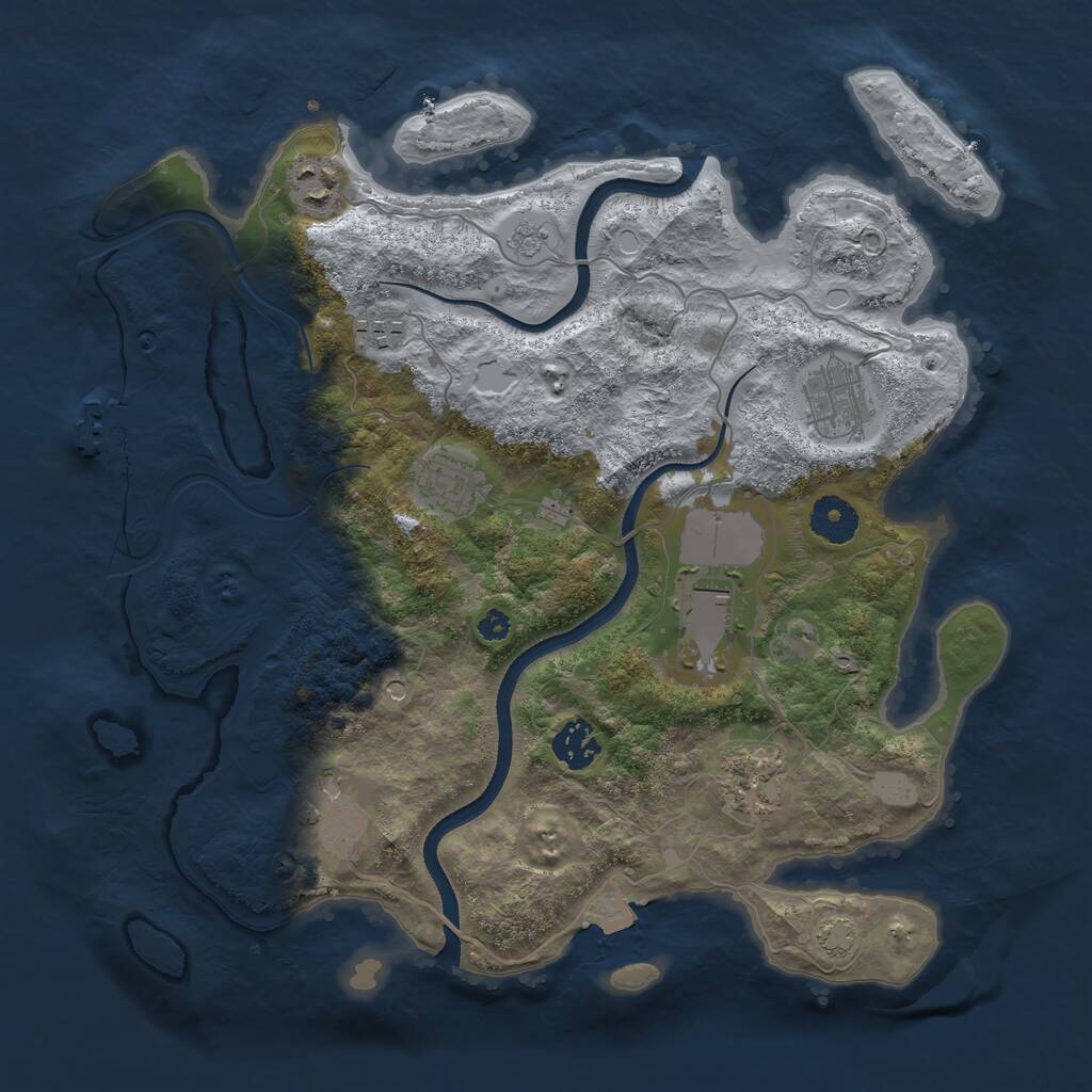 Rust Map: Procedural Map, Size: 3500, Seed: 1548162570, 13 Monuments
