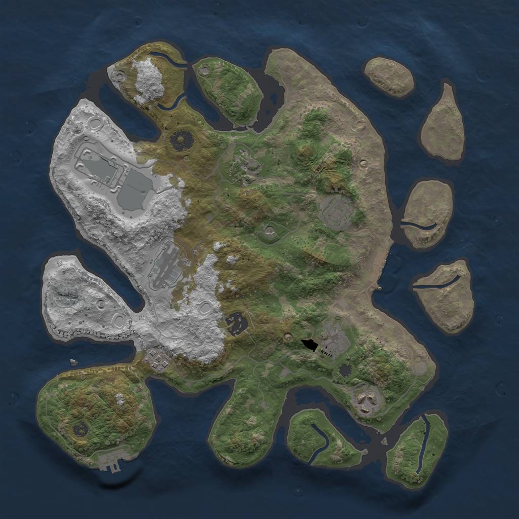 Rust Map: Procedural Map, Size: 3500, Seed: 1508569368, 16 Monuments