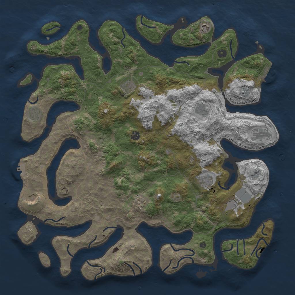 Rust Map: Procedural Map, Size: 4900, Seed: 2235418, 19 Monuments