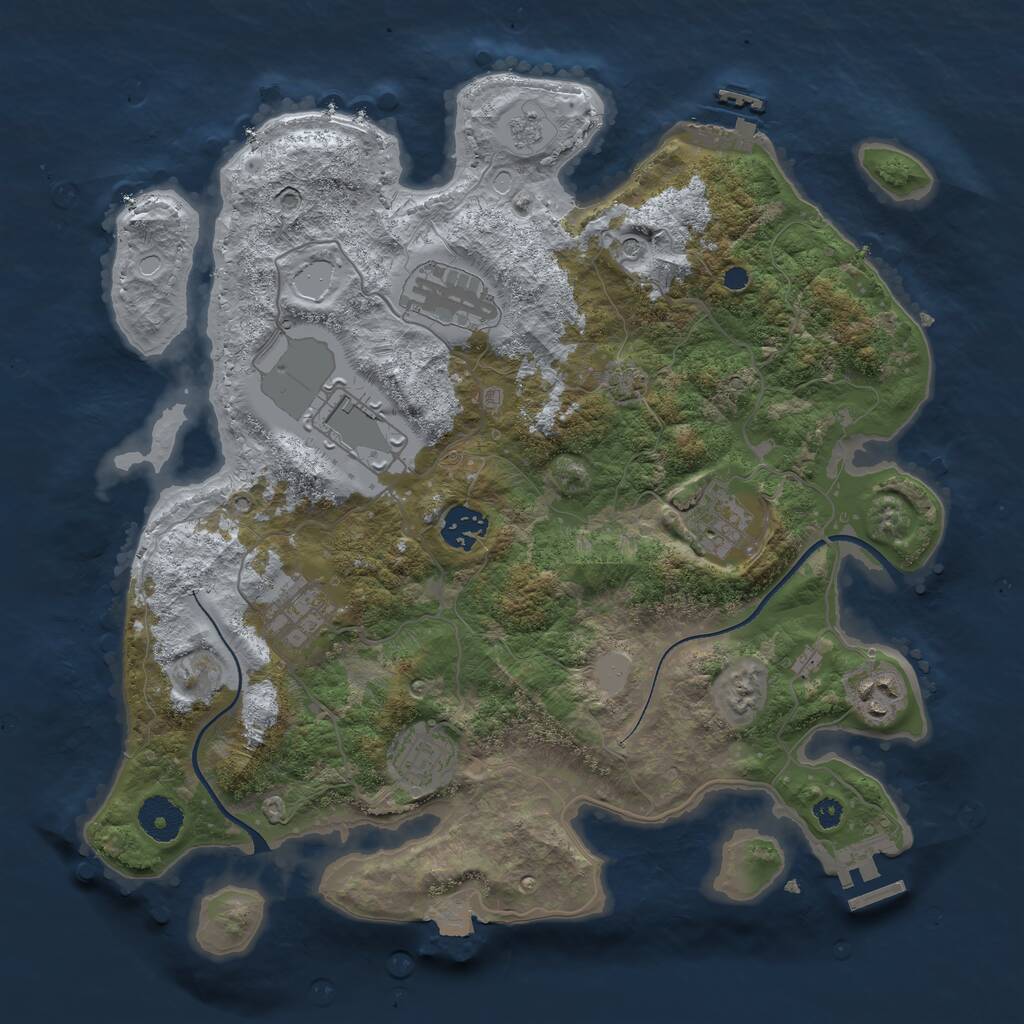 Rust Map: Procedural Map, Size: 3500, Seed: 873481, 13 Monuments