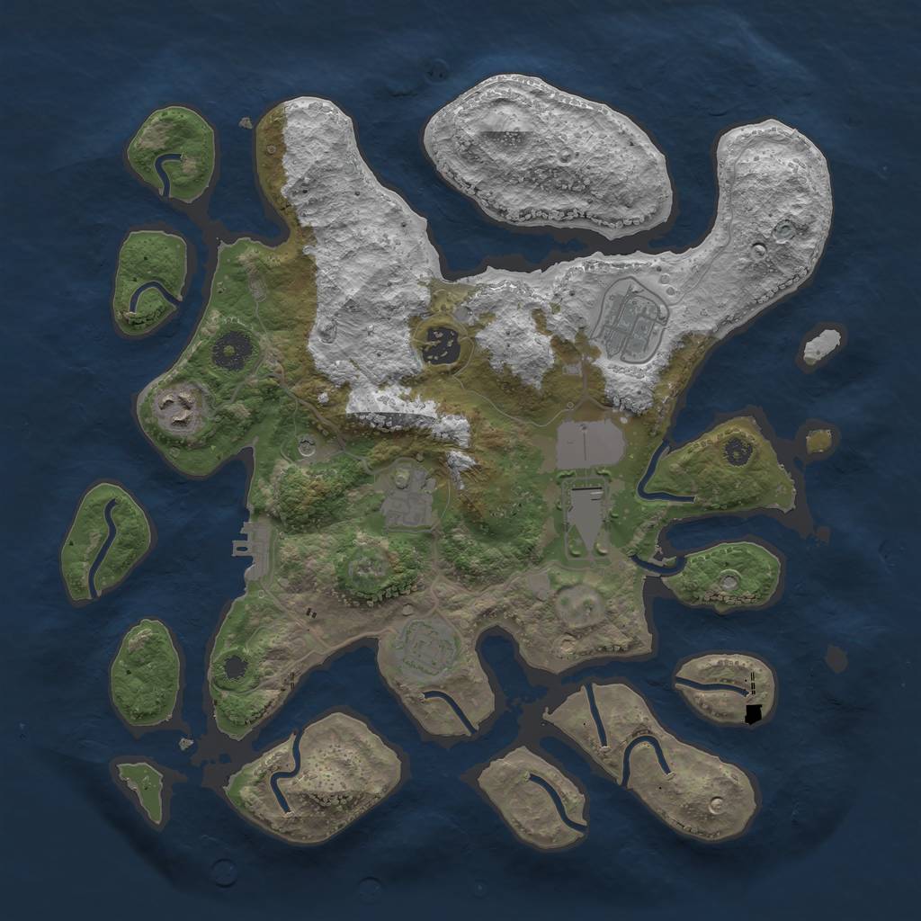 Rust Map: Procedural Map, Size: 3500, Seed: 976352, 10 Monuments