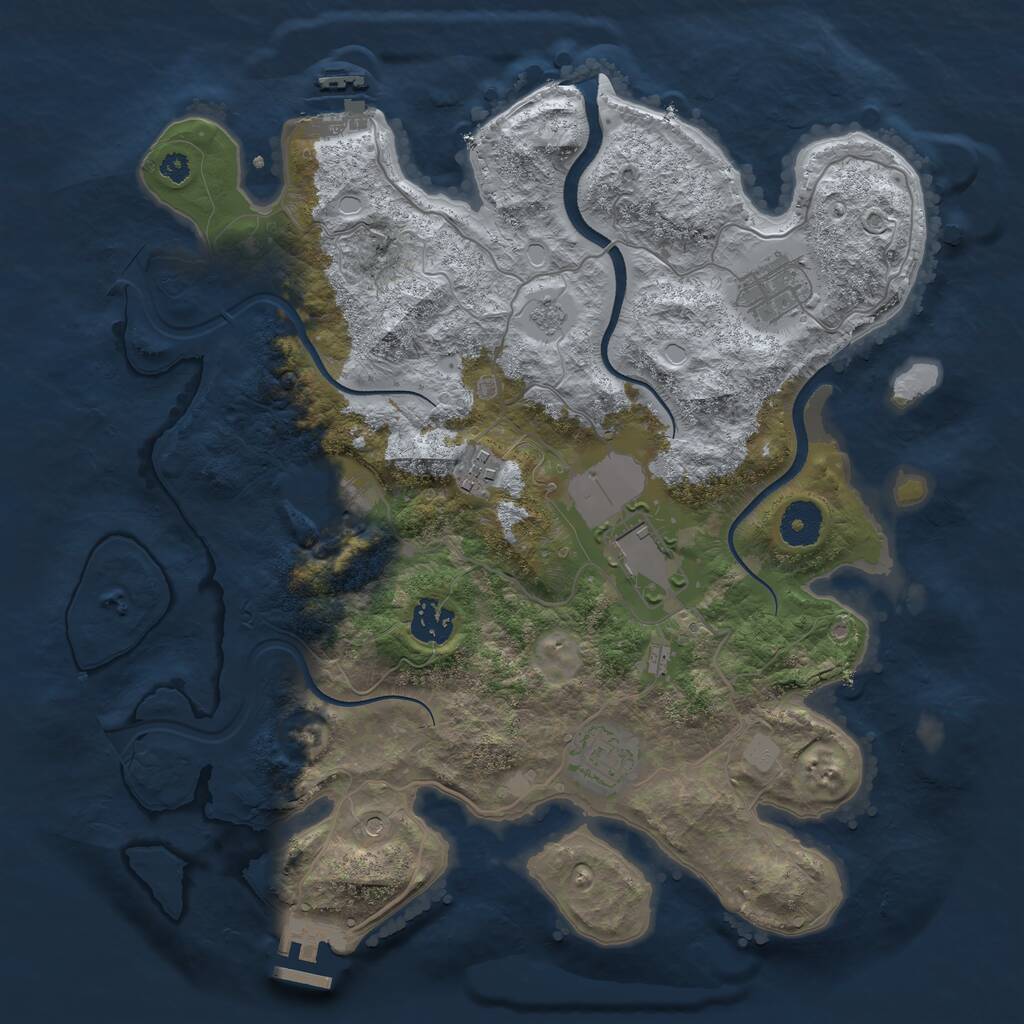 Rust Map: Procedural Map, Size: 3500, Seed: 976352, 11 Monuments