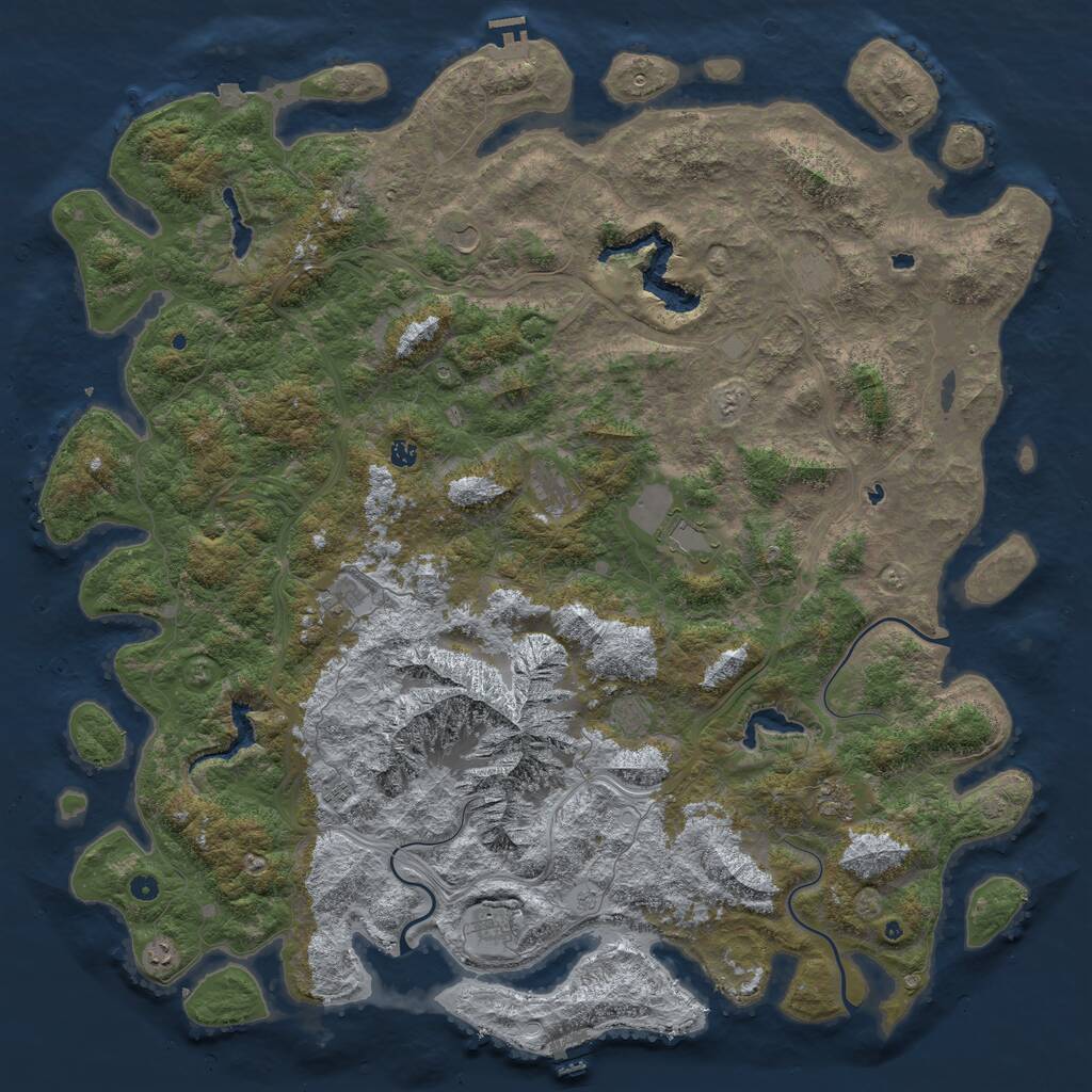 Rust Map: Procedural Map, Size: 6000, Seed: 100500, 17 Monuments