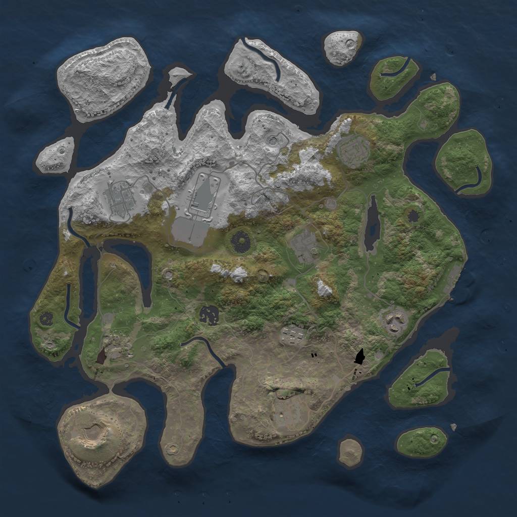 Rust Map: Procedural Map, Size: 3750, Seed: 172285, 14 Monuments