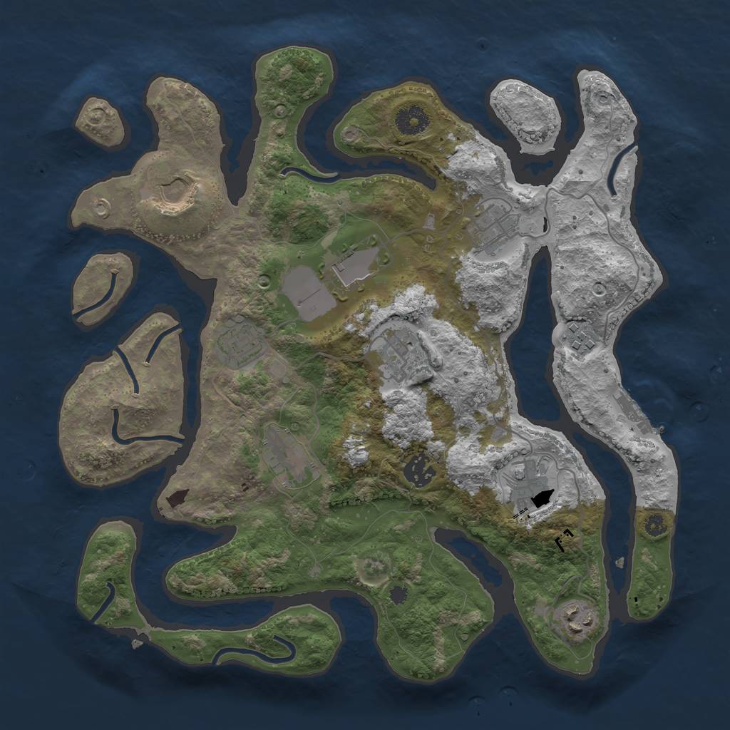 Rust Map: Procedural Map, Size: 3500, Seed: 794523, 13 Monuments