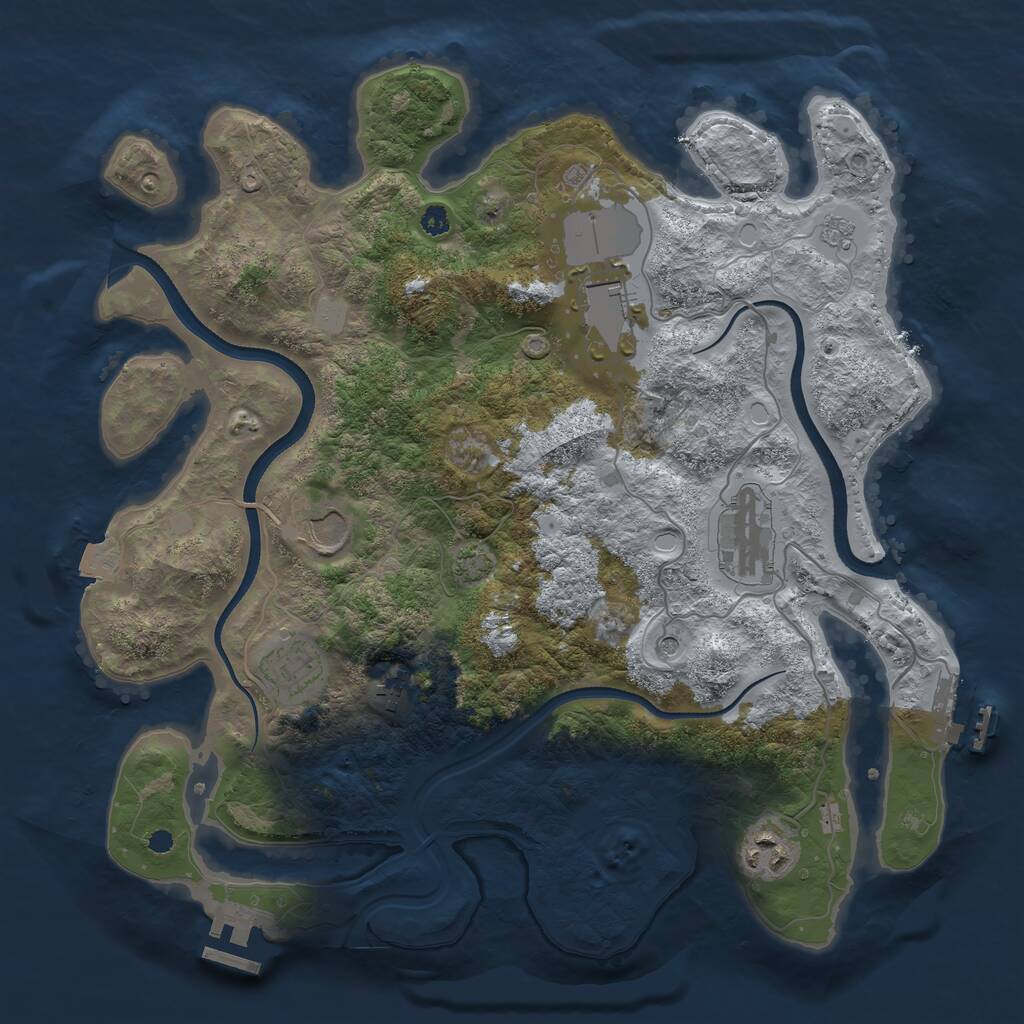 Rust Map: Procedural Map, Size: 3500, Seed: 794523, 12 Monuments
