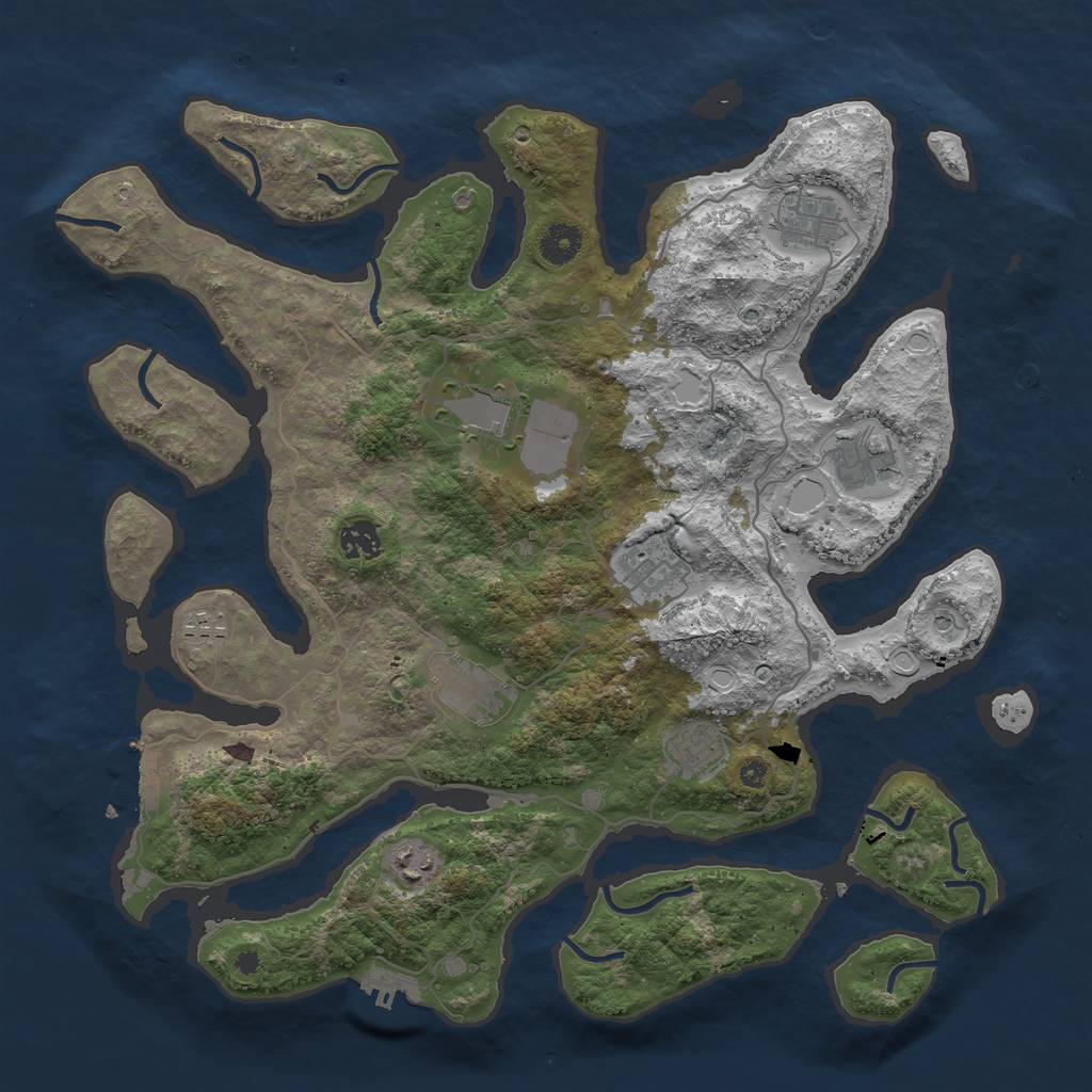 Rust Map: Procedural Map, Size: 4000, Seed: 2028279434, 20 Monuments