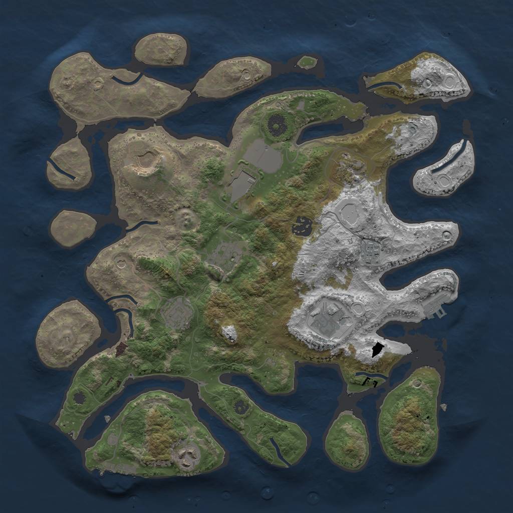 Rust Map: Procedural Map, Size: 3700, Seed: 52010, 17 Monuments