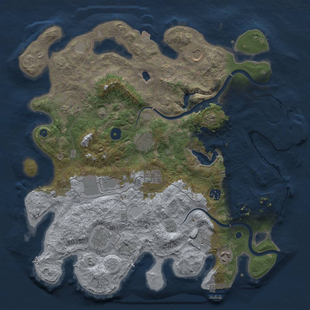 Rust Map: Procedural Map, Size: 4000, Seed: 386999894, 16 Monuments