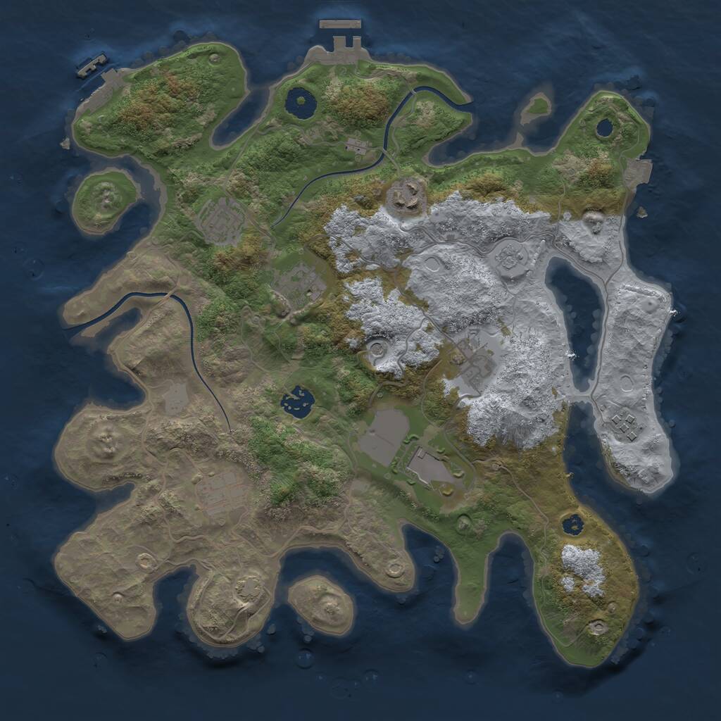 Rust Map: Procedural Map, Size: 3500, Seed: 358737, 14 Monuments