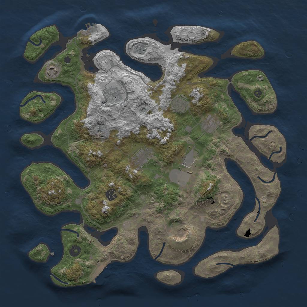 Rust Map: Procedural Map, Size: 4000, Seed: 13919077, 17 Monuments