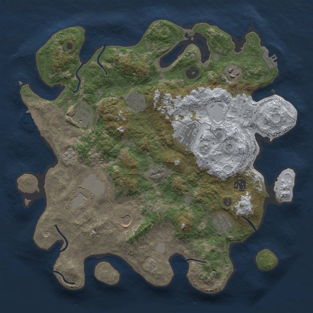 Rust Map: Procedural Map, Size: 3700, Seed: 279719385, 18 Monuments