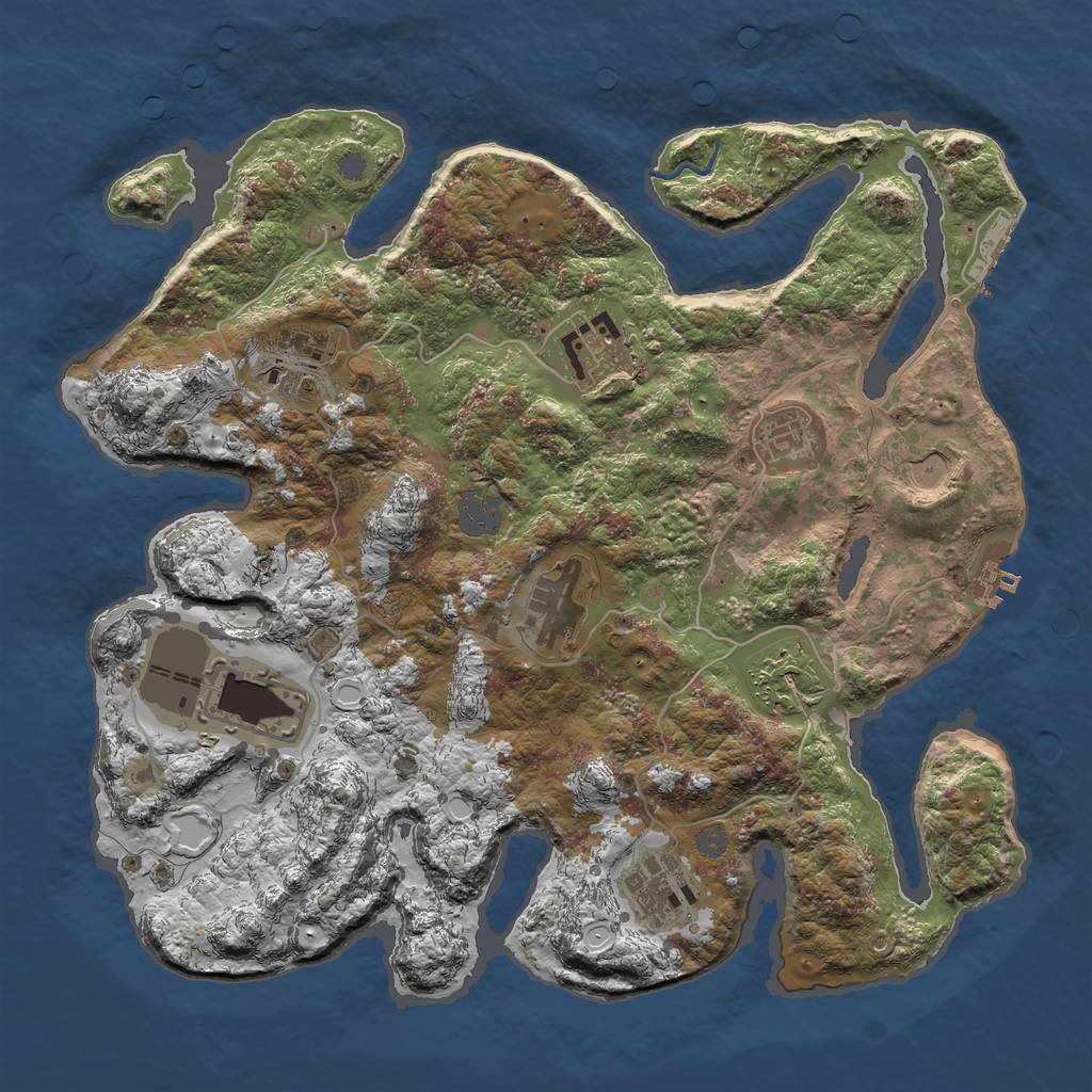 Rust Map: Procedural Map, Size: 3500, Seed: 987898, 15 Monuments