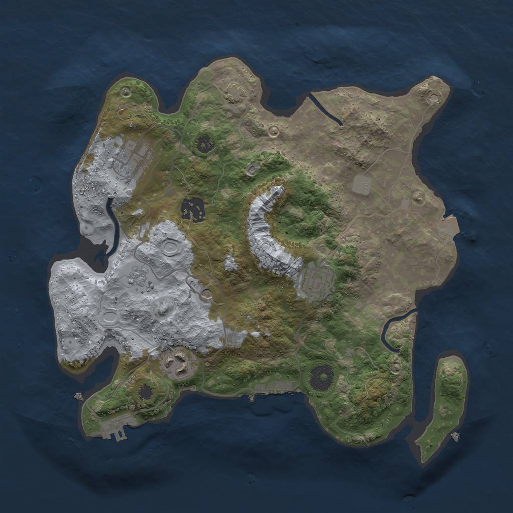 Rust Map: Procedural Map, Size: 3000, Seed: 2102161981, 12 Monuments