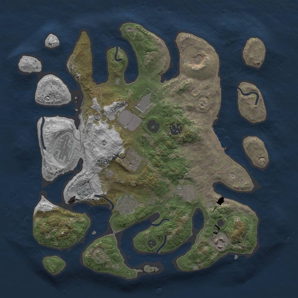 Rust Map: Procedural Map, Size: 3500, Seed: 8643623, 13 Monuments