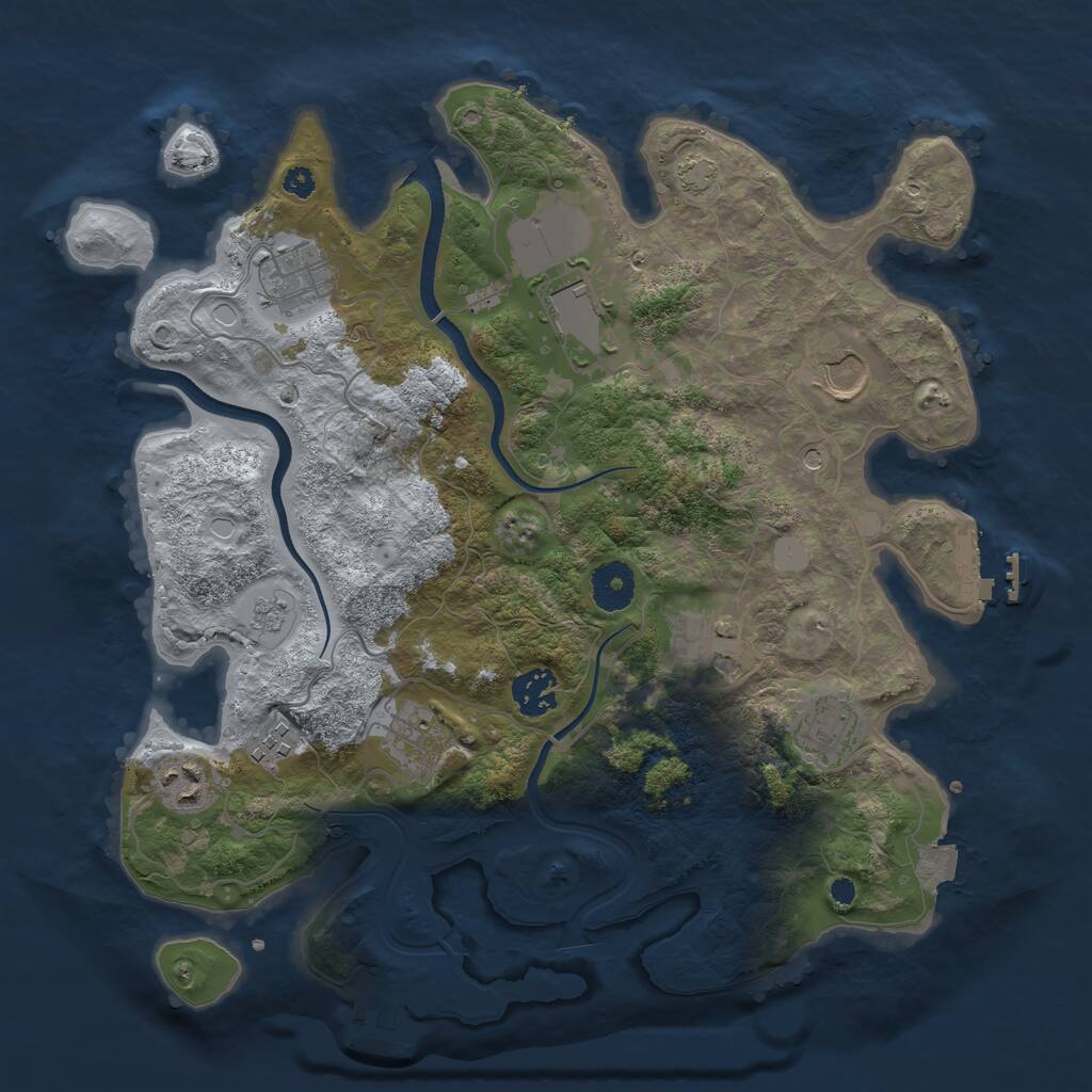 Rust Map: Procedural Map, Size: 3500, Seed: 8643623, 15 Monuments