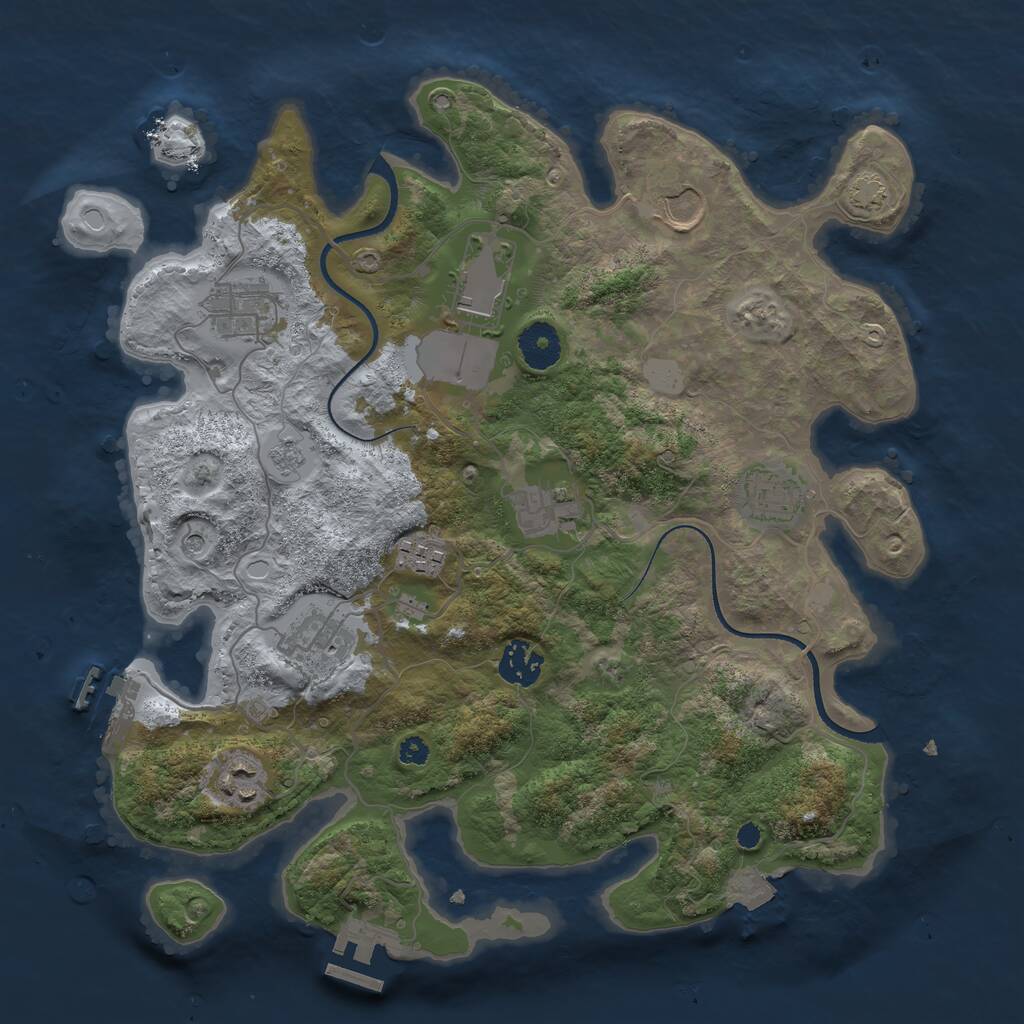 Rust Map: Procedural Map, Size: 3500, Seed: 8643623, 15 Monuments