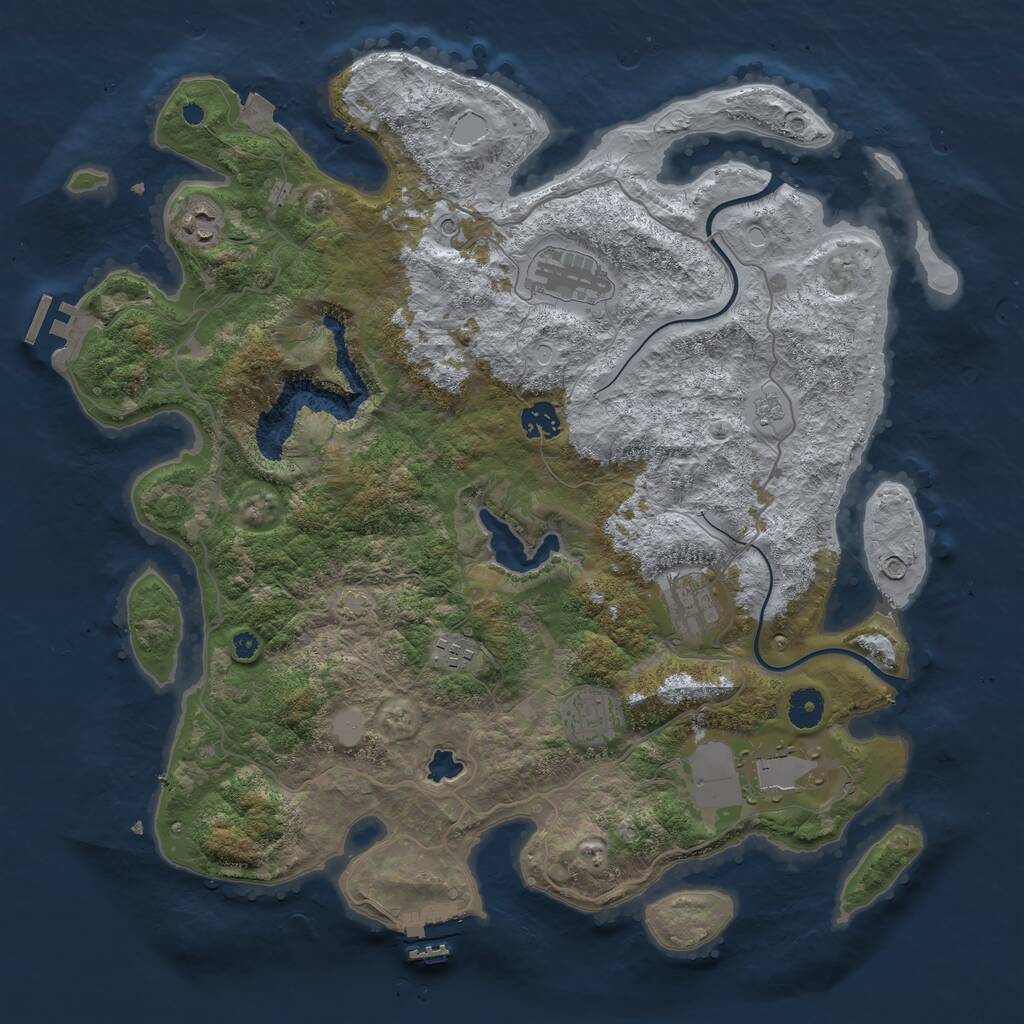 Rust Map: Procedural Map, Size: 4000, Seed: 4354871, 13 Monuments