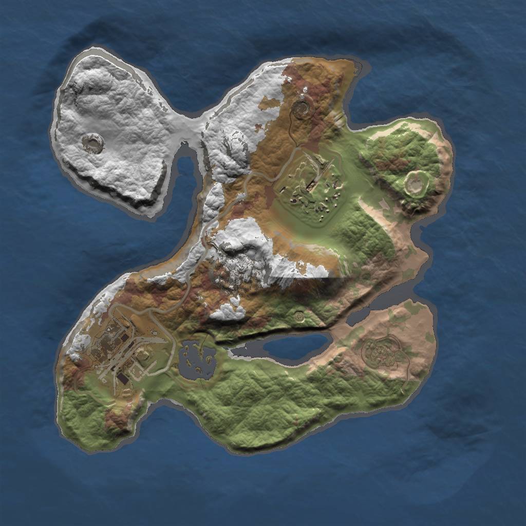 Rust Map: Barren, Size: 1950, Seed: 356284814, 7 Monuments