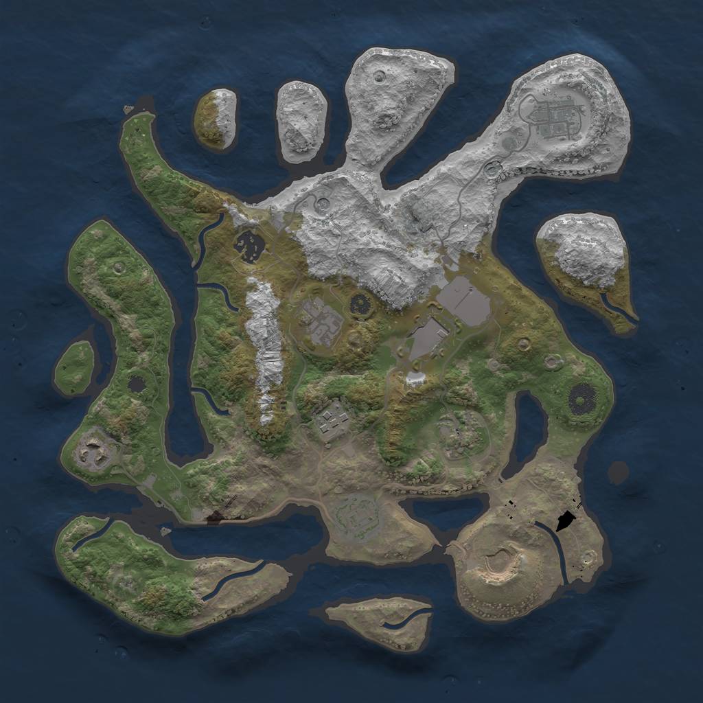 Rust Map: Procedural Map, Size: 3500, Seed: 1226496866, 12 Monuments