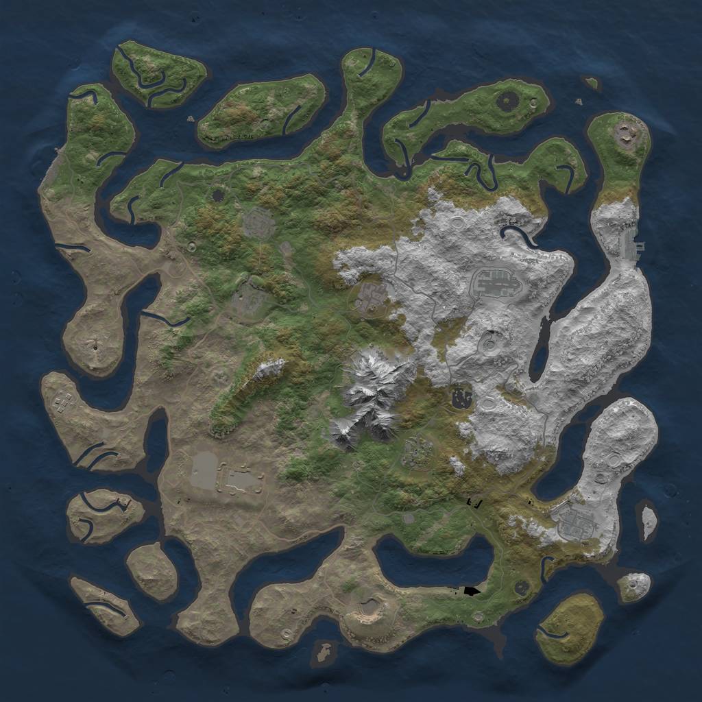 Rust Map: Procedural Map, Size: 5000, Seed: 91654872, 19 Monuments