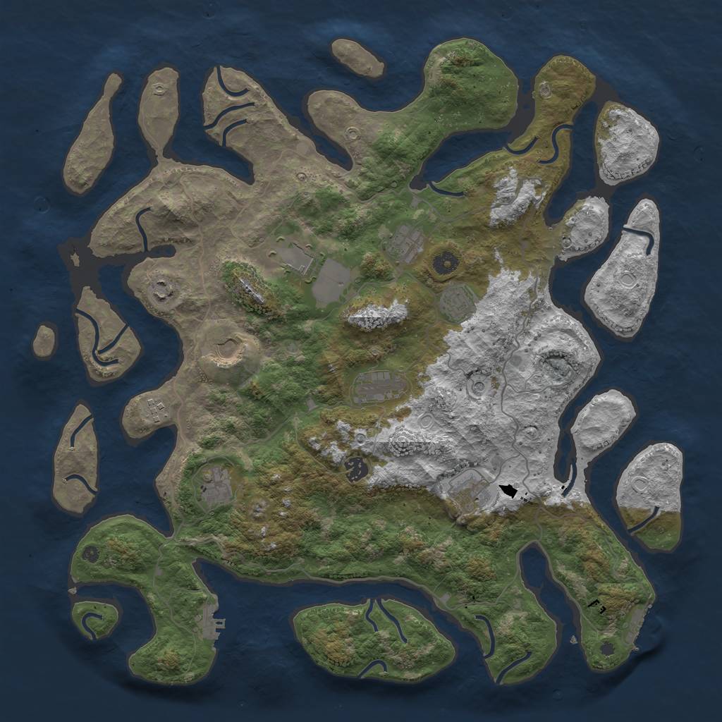 Rust Map: Procedural Map, Size: 4500, Seed: 21094, 18 Monuments