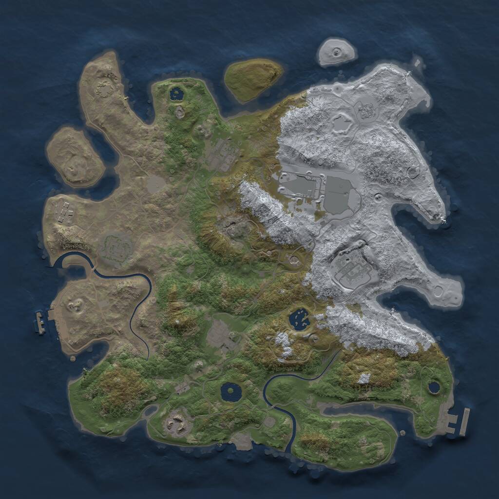 Rust Map: Procedural Map, Size: 3600, Seed: 199992626, 14 Monuments