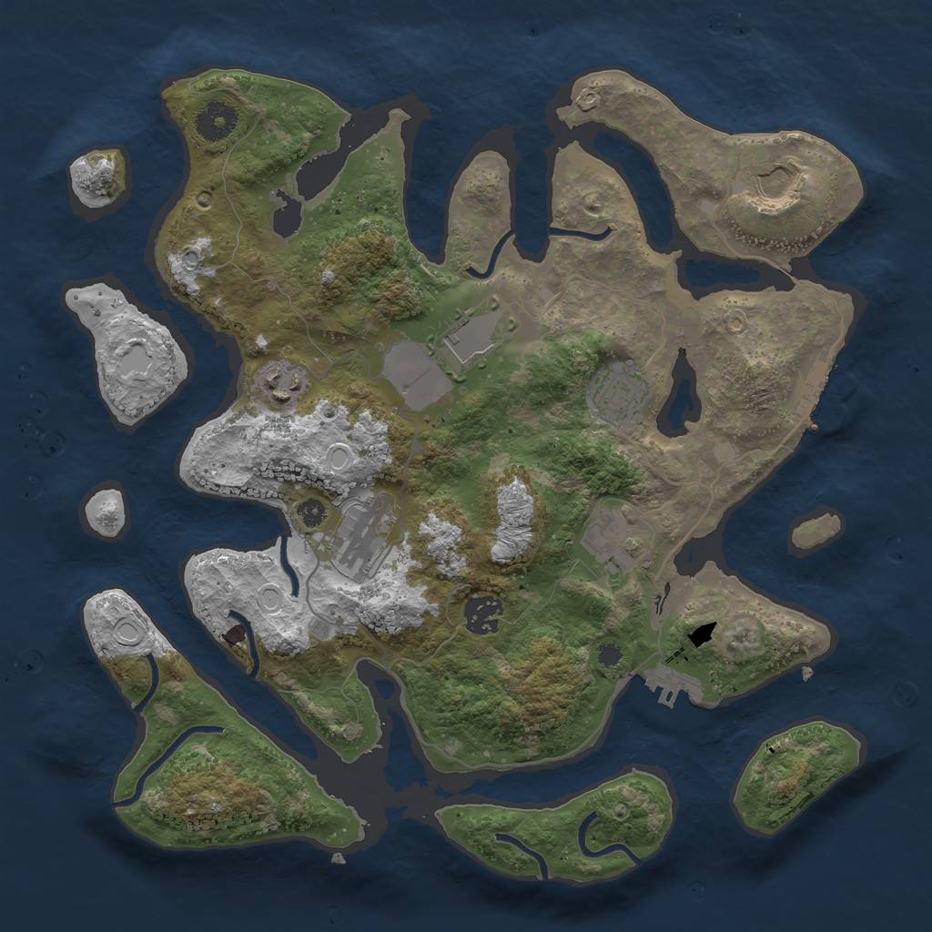 Rust Map: Procedural Map, Size: 3500, Seed: 638109329, 14 Monuments