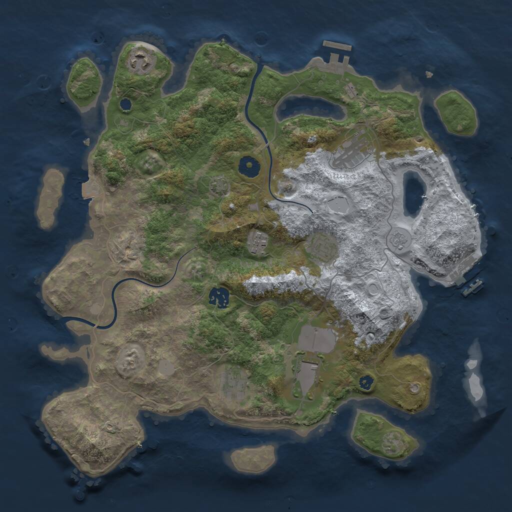 Rust Map: Procedural Map, Size: 3600, Seed: 876234981, 12 Monuments