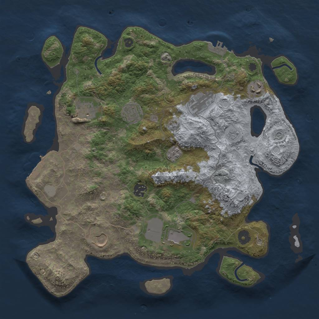 Rust Map: Procedural Map, Size: 3600, Seed: 876234981, 15 Monuments