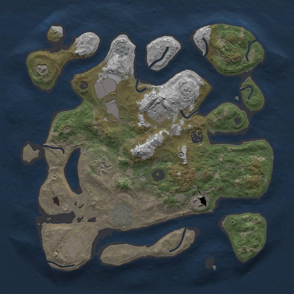 Rust Map: Procedural Map, Size: 3500, Seed: 2096849486, 11 Monuments