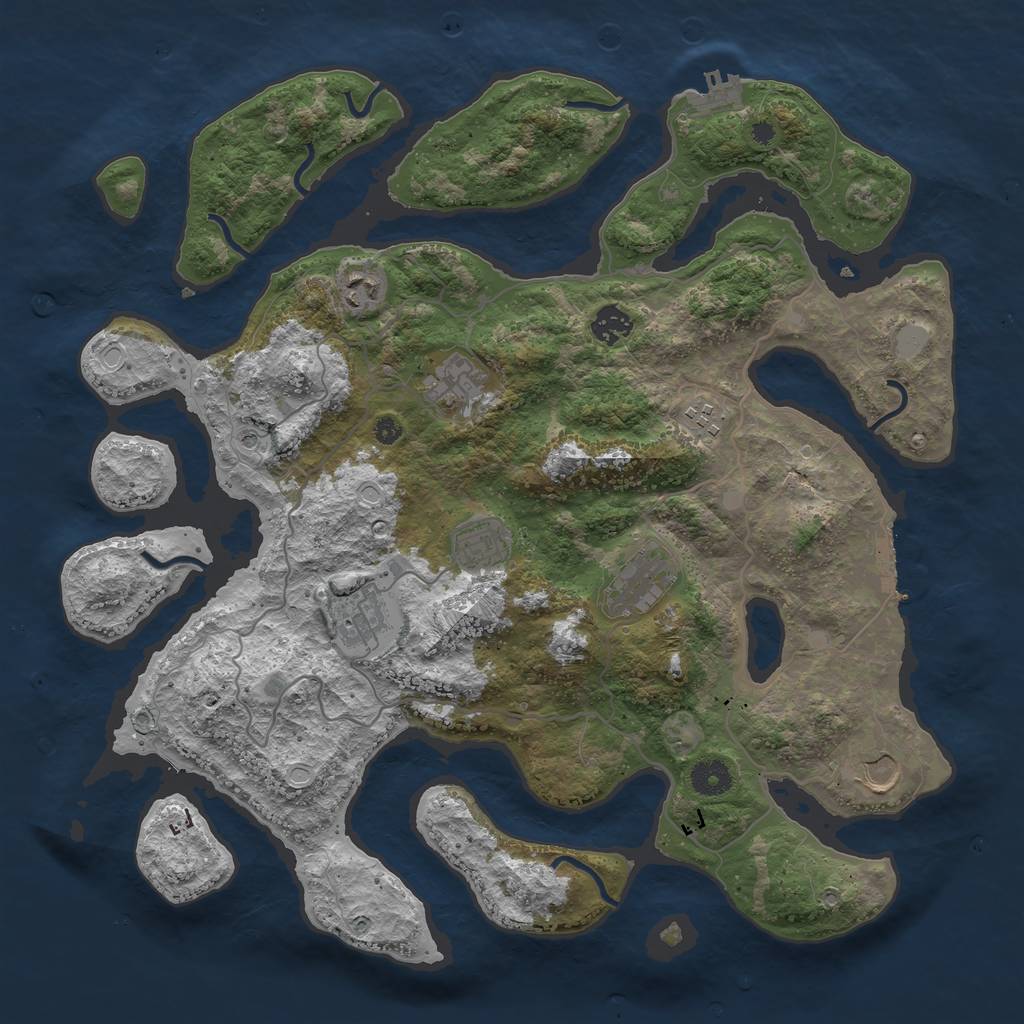 Rust Map: Procedural Map, Size: 4000, Seed: 32424, 16 Monuments