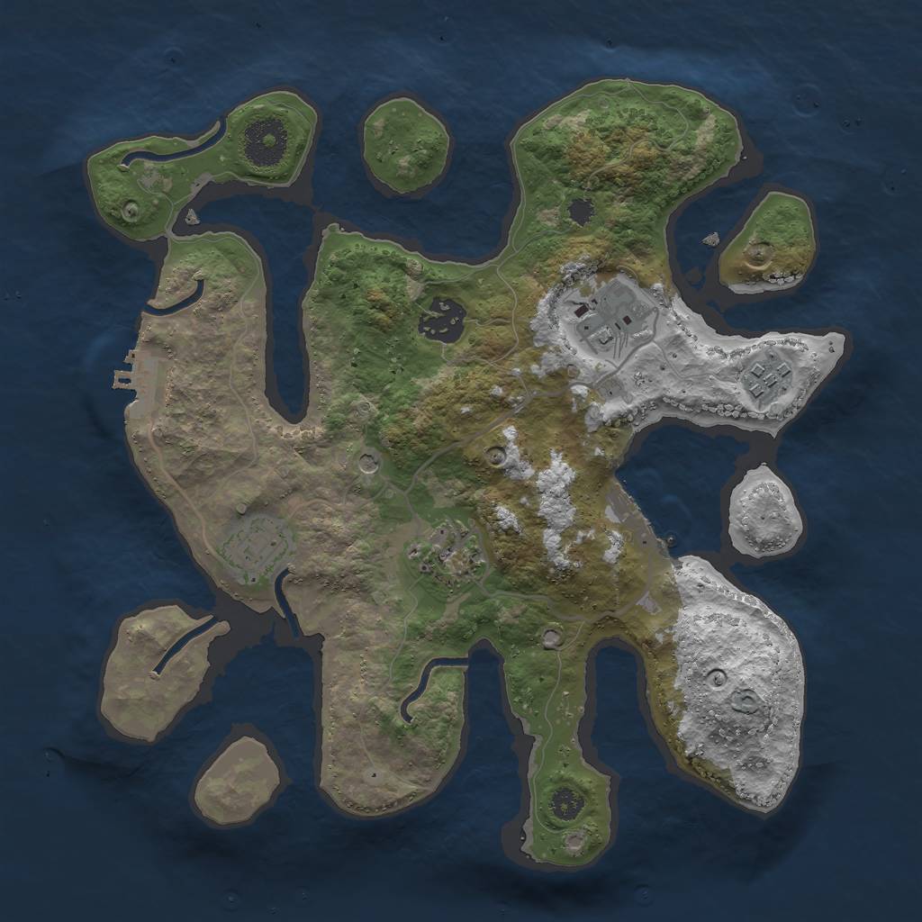 Rust Map: Procedural Map, Size: 3000, Seed: 1836357303, 10 Monuments