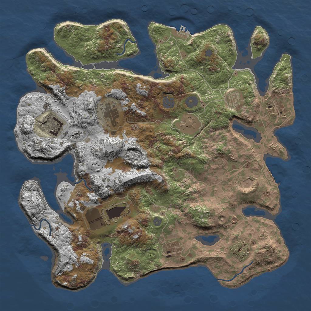 Rust Map: Procedural Map, Size: 3750, Seed: 981935644, 16 Monuments