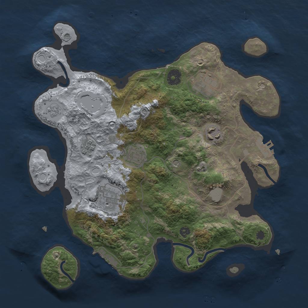 Rust Map: Procedural Map, Size: 3000, Seed: 2060942279, 12 Monuments