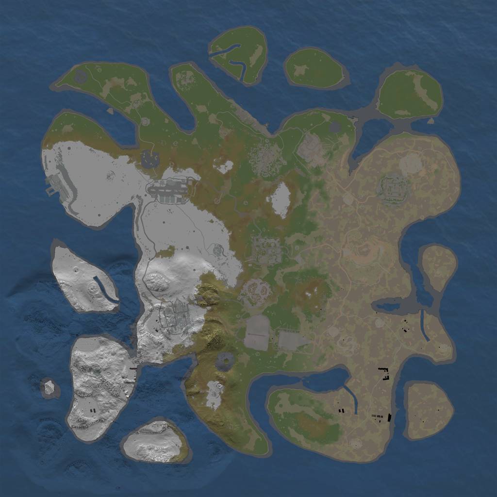 Rust Map: Procedural Map, Size: 3700, Seed: 1943811583, 15 Monuments