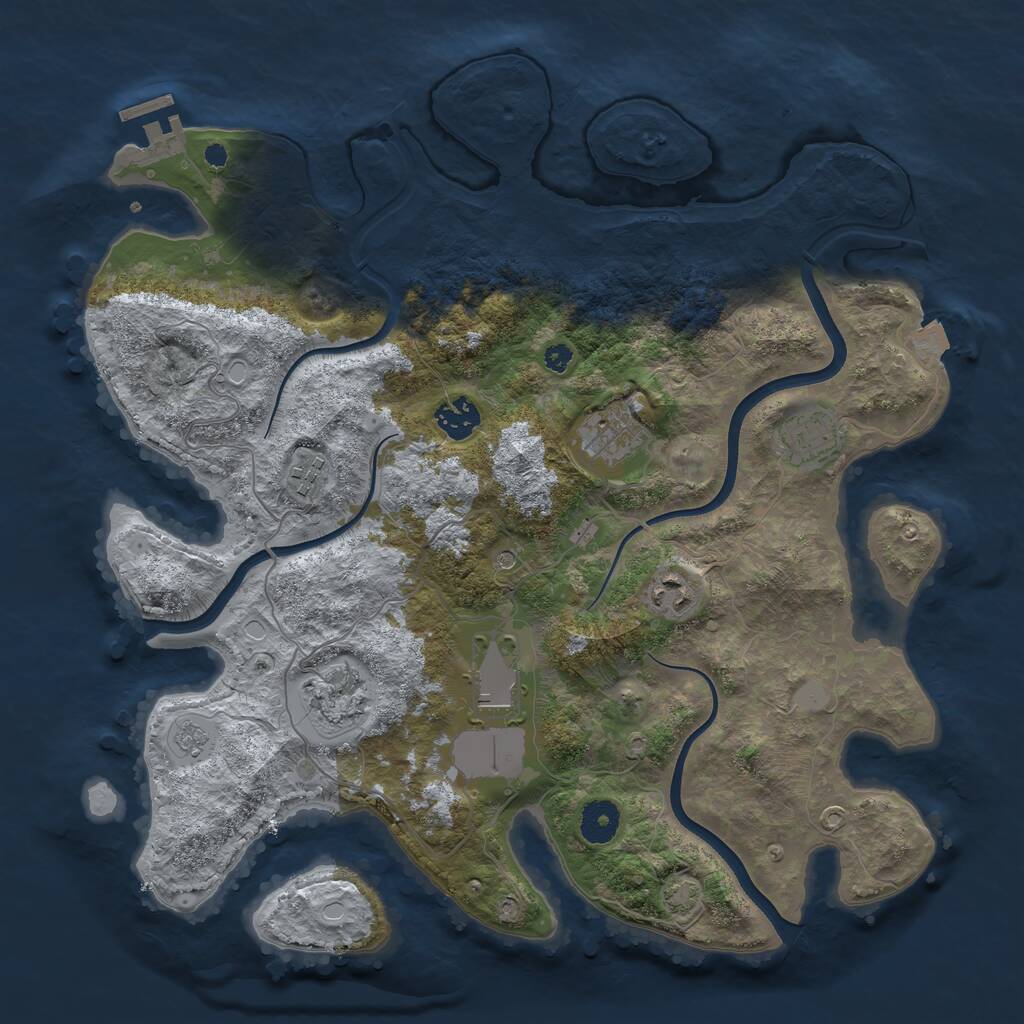 Rust Map: Procedural Map, Size: 3700, Seed: 1943811583, 12 Monuments