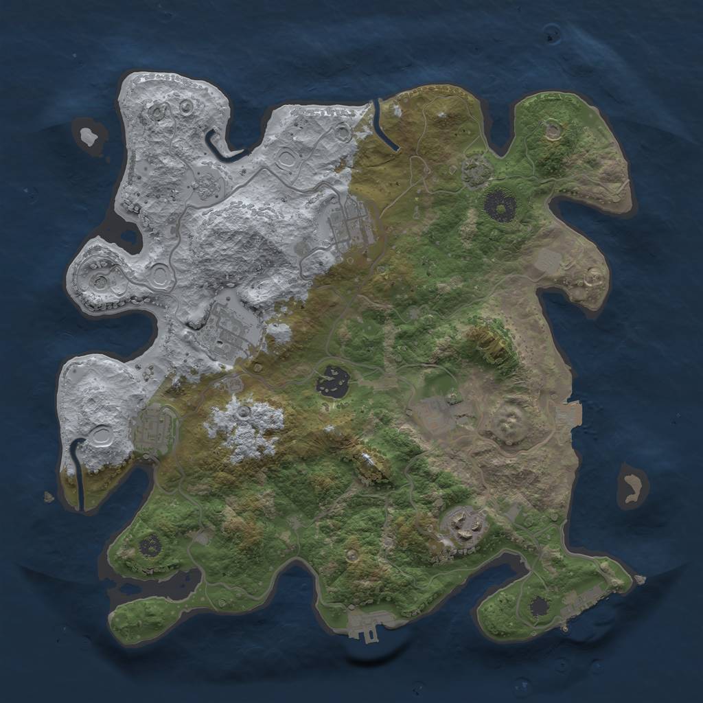 Rust Map: Procedural Map, Size: 3250, Seed: 1020821256, 14 Monuments