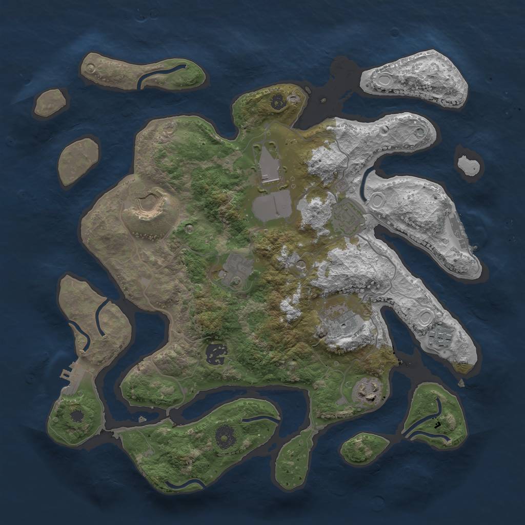 Rust Map: Procedural Map, Size: 3500, Seed: 1035144438, 16 Monuments