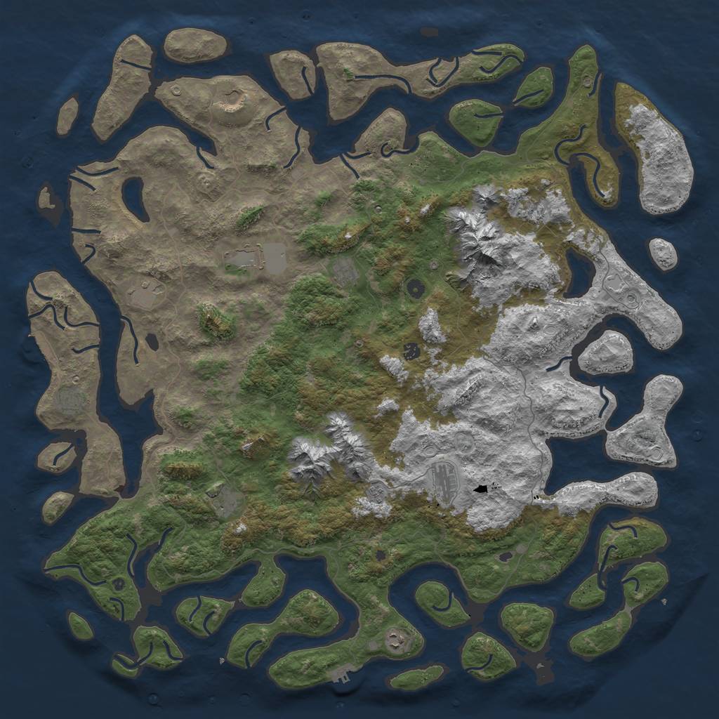 Rust Map: Procedural Map, Size: 6000, Seed: 1454737883, 19 Monuments