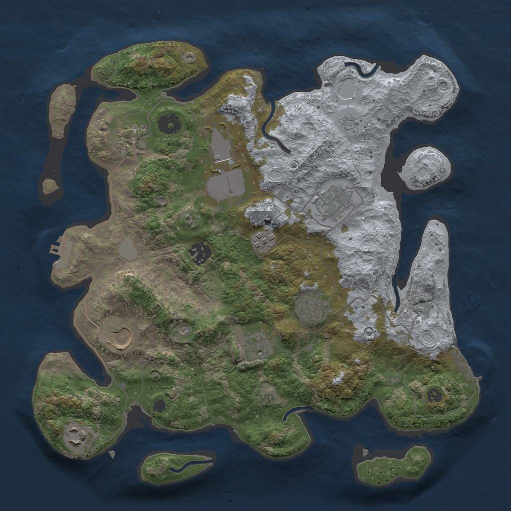 Rust Map: Procedural Map, Size: 3500, Seed: 75912346, 16 Monuments