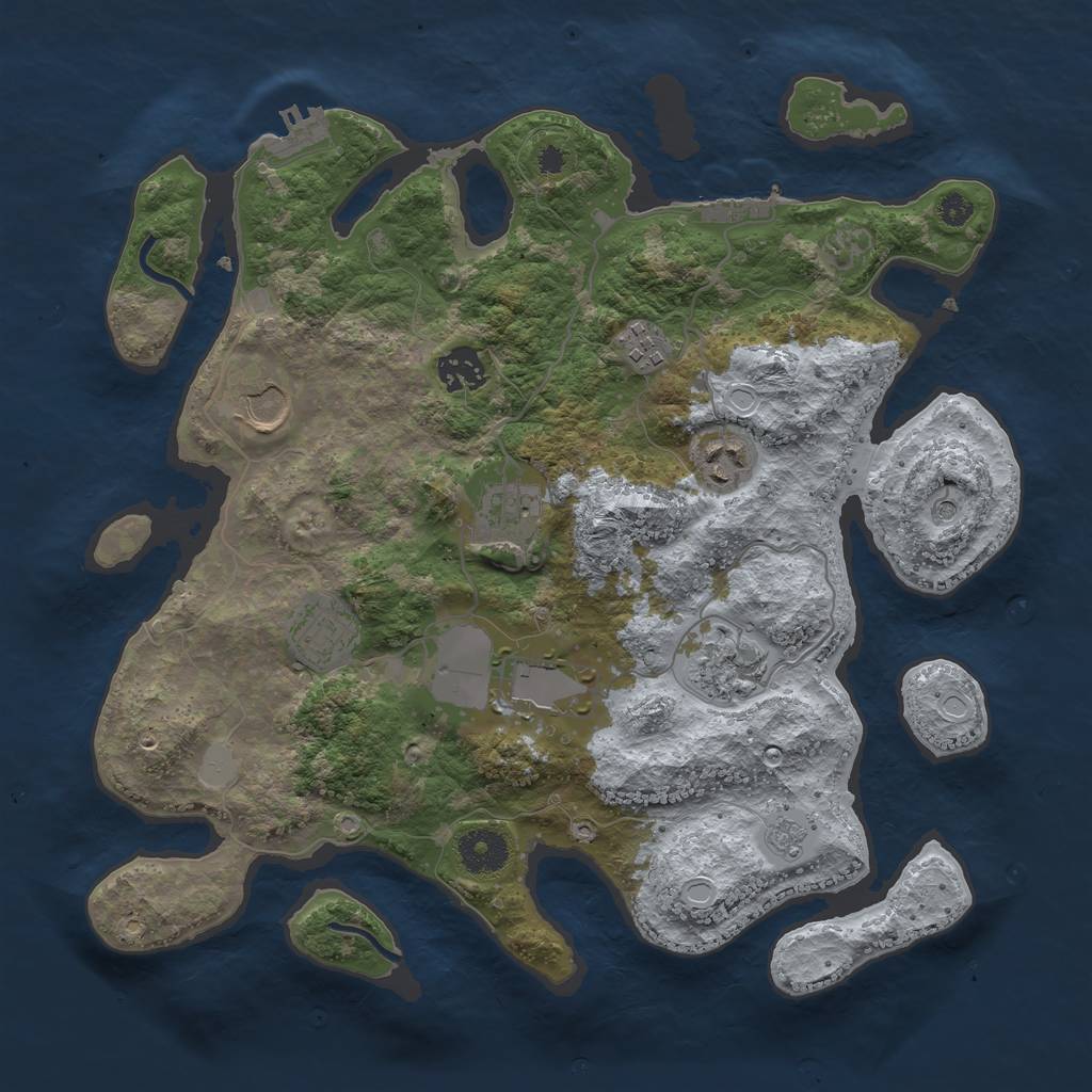 Rust Map: Procedural Map, Size: 3500, Seed: 84875111, 15 Monuments