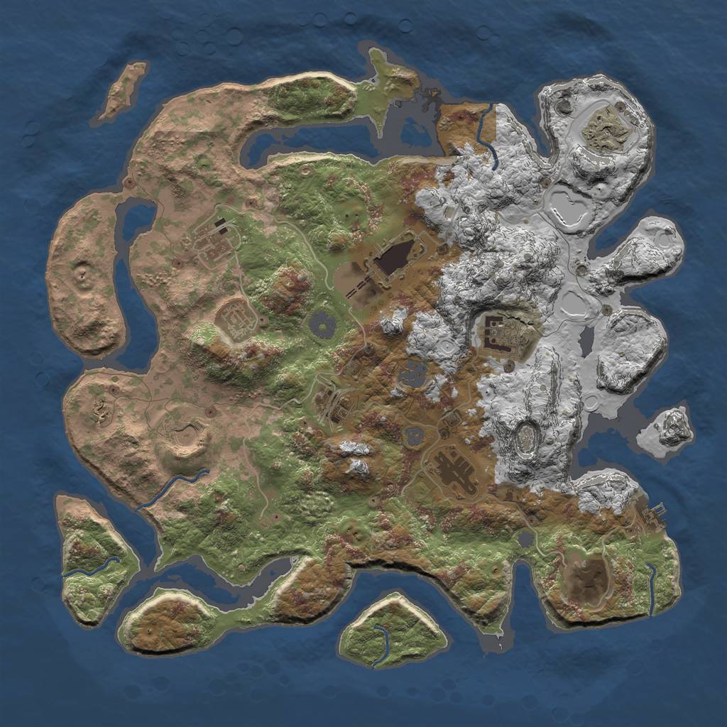 Rust Map: Procedural Map, Size: 3990, Seed: 49595, 15 Monuments