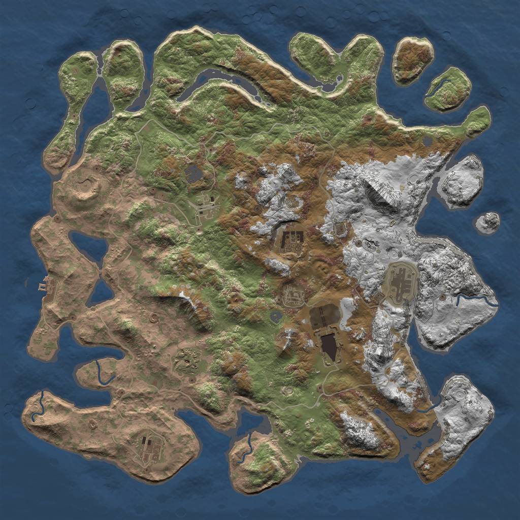 Rust Map: Procedural Map, Size: 4500, Seed: 10907, 14 Monuments